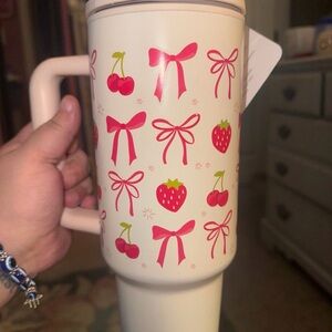 Pink Bow and Cherry Travel Mug 40OZ